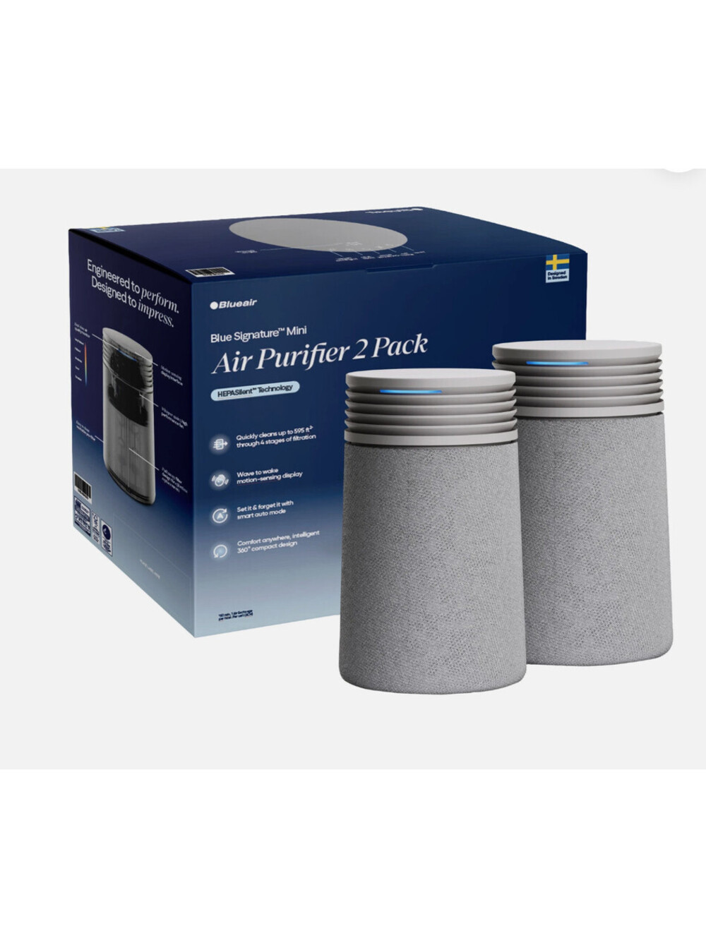 Blueair Blue Signature Mini Air Purifier HEPASilent Technology 2 Pack